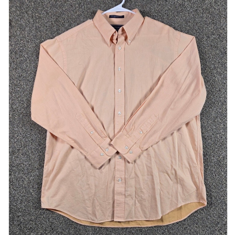 Paul Fredrick Button Down Shirt Mens 17-34 Orange Long Staple Cotton Preppy